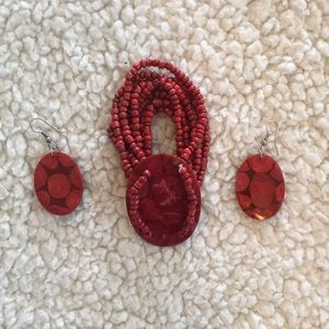 Coral bracelet and earring set